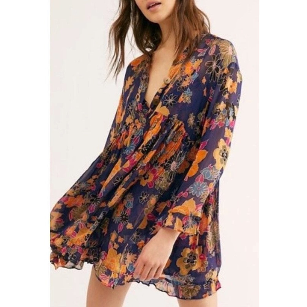 Free People Everything and More Floral Tunic Dress Sz‎ XS